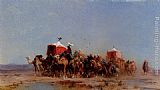 Alberto Pasini Canvas Paintings - Caravan In The Desert